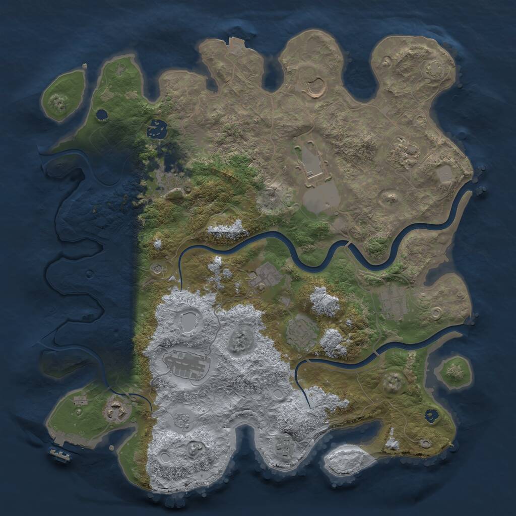 Rust Map: Procedural Map, Size: 3800, Seed: 26733390, 16 Monuments