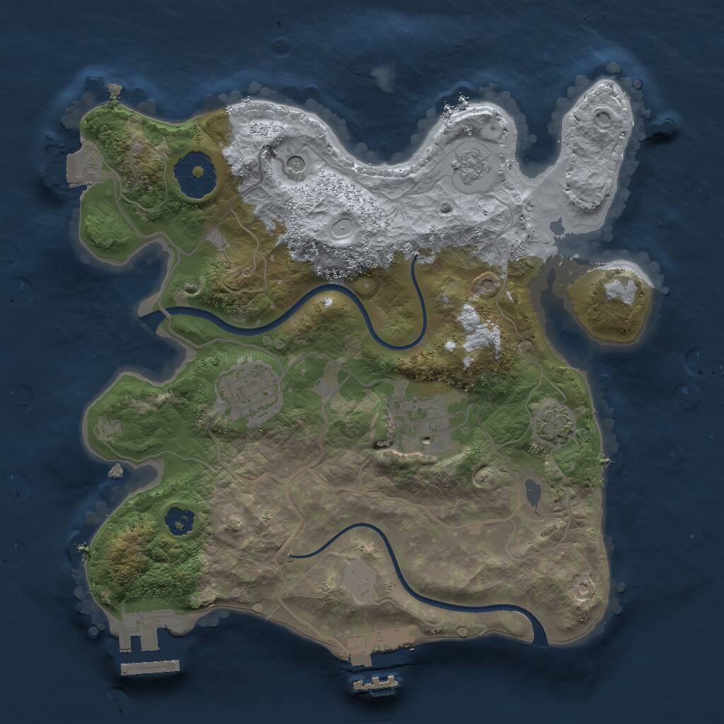 Rust Map: Procedural Map, Size: 2500, Seed: 389466, 8 Monuments