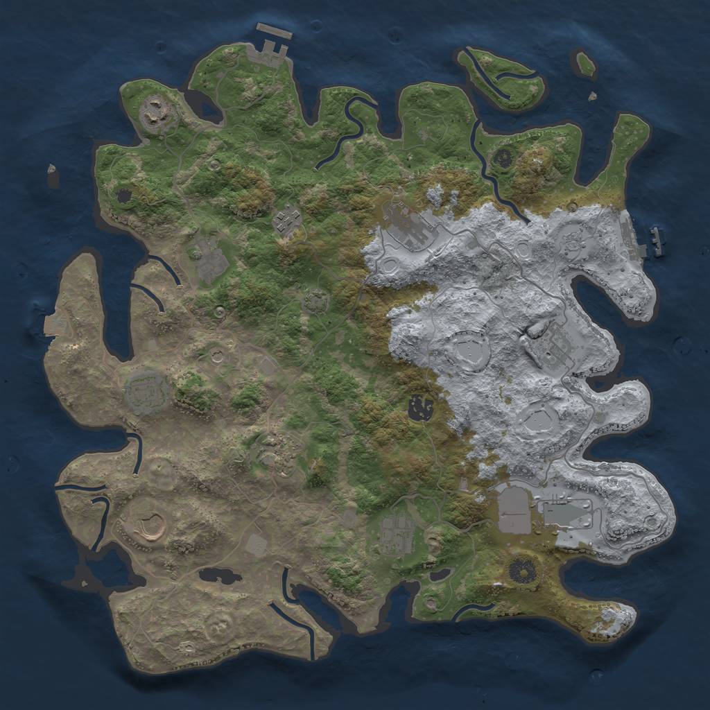 Rust Map: Procedural Map, Size: 3950, Seed: 95704435, 19 Monuments