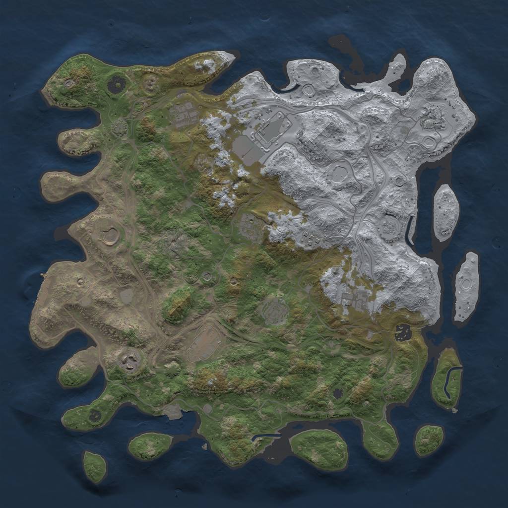 Rust Map: Procedural Map, Size: 4250, Seed: 84072216, 18 Monuments