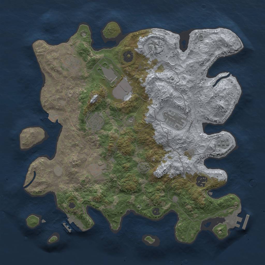 Rust Map: Procedural Map, Size: 3500, Seed: 42795722, 16 Monuments