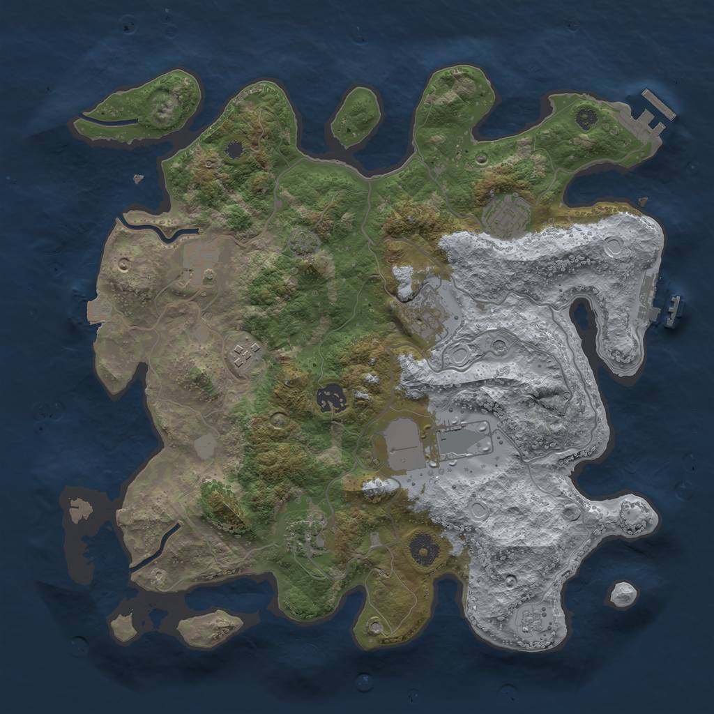 Rust Map: Procedural Map, Size: 3550, Seed: 90916954, 15 Monuments