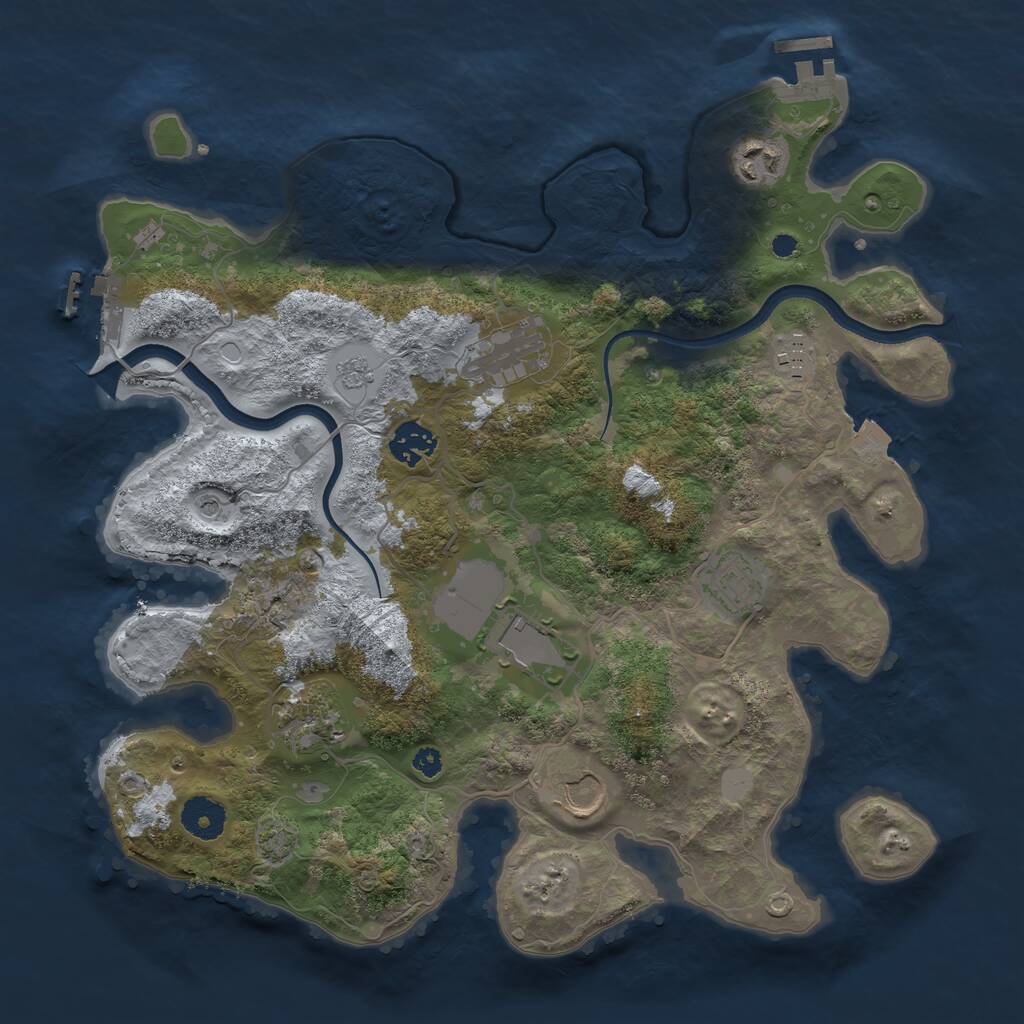 Rust Map: Procedural Map, Size: 3550, Seed: 96987401, 14 Monuments