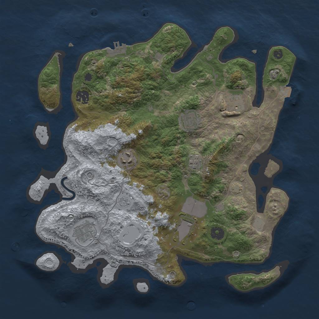 Rust Map: Procedural Map, Size: 3500, Seed: 722354121, 14 Monuments