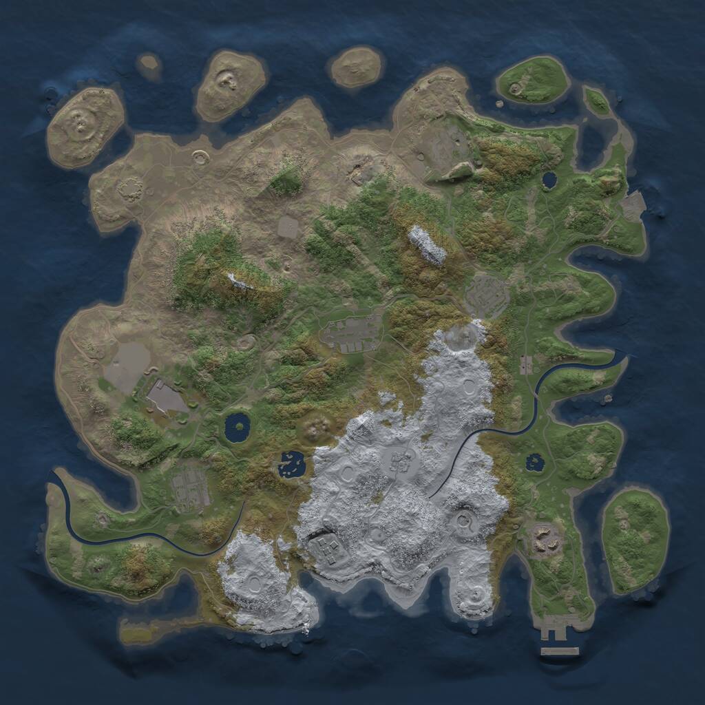 Rust Map: Procedural Map, Size: 3750, Seed: 86268459, 13 Monuments