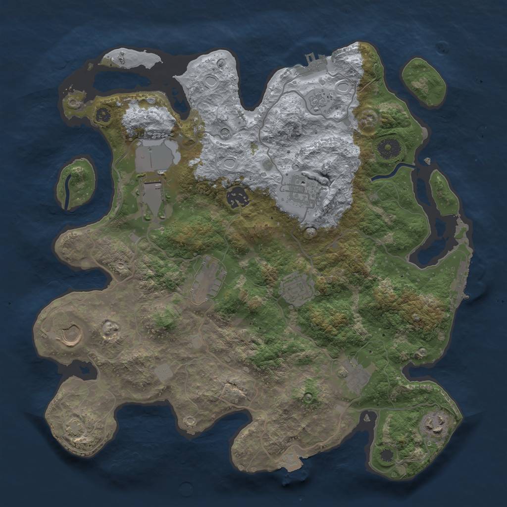 Rust Map: Procedural Map, Size: 3500, Seed: 682378475, 16 Monuments