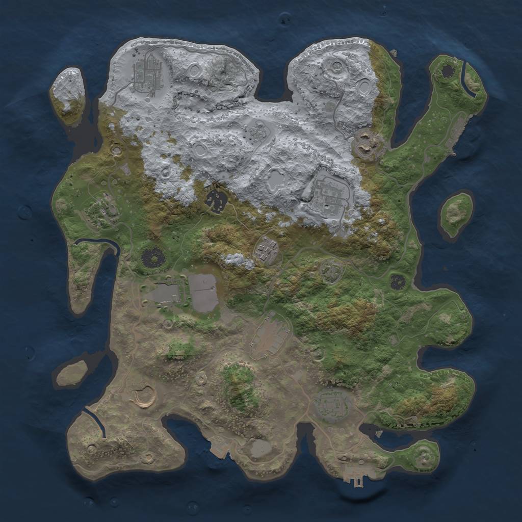 Rust Map: Procedural Map, Size: 3500, Seed: 1886987794, 18 Monuments