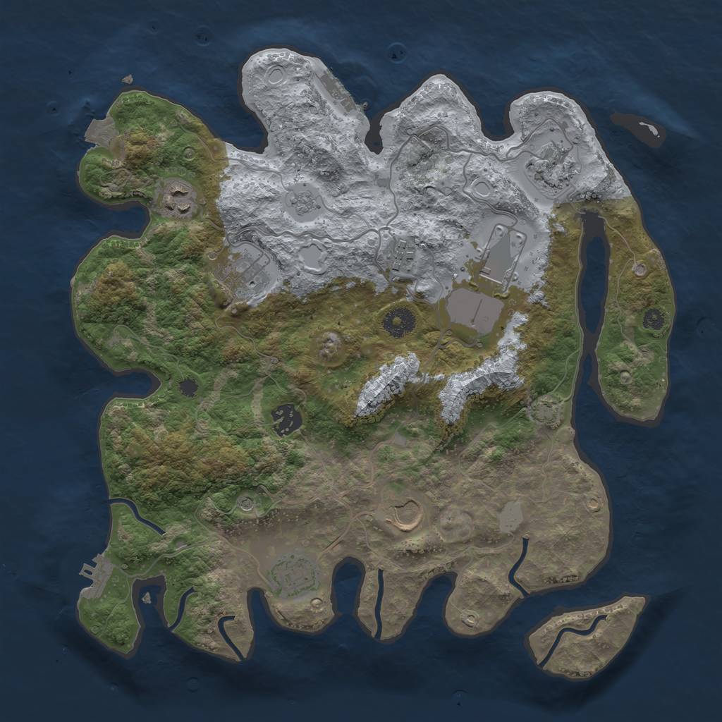 Rust Map: Procedural Map, Size: 3500, Seed: 1139335418, 16 Monuments