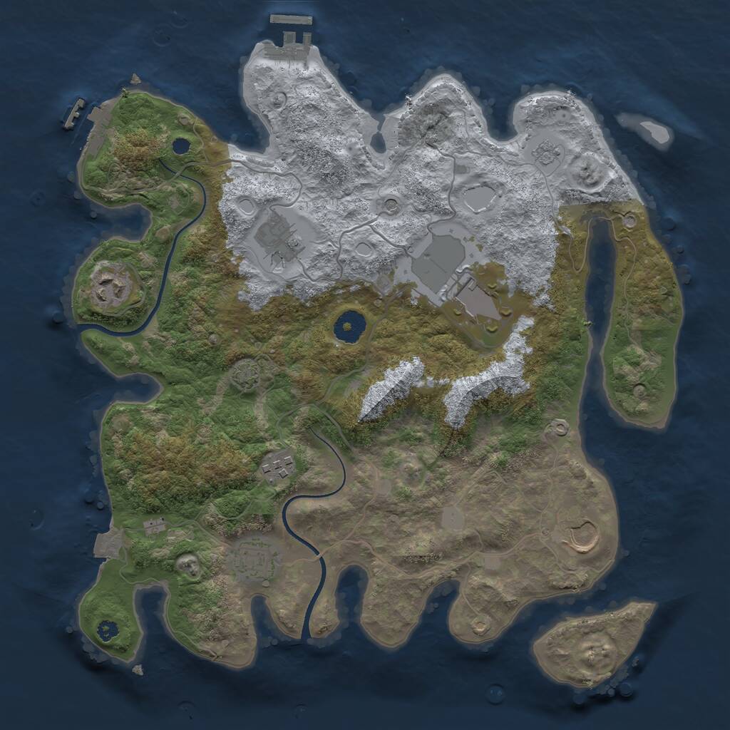 Rust Map: Procedural Map, Size: 3500, Seed: 1139335418, 12 Monuments