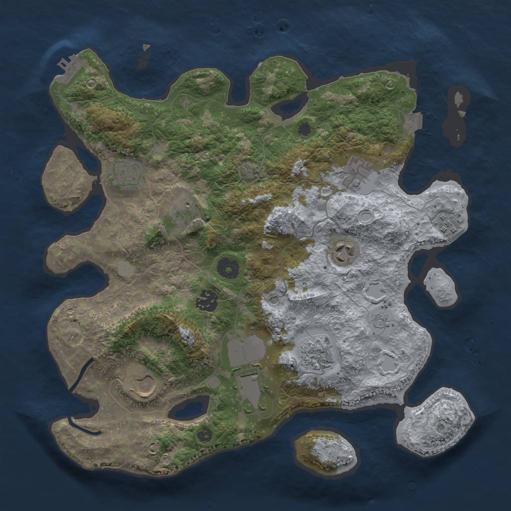 Rust Map: Procedural Map, Size: 3500, Seed: 607047241, 16 Monuments