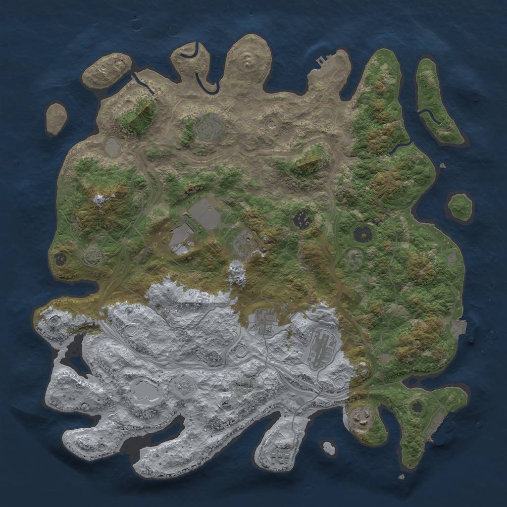 Rust Map: Procedural Map, Size: 4250, Seed: 406880293, 16 Monuments