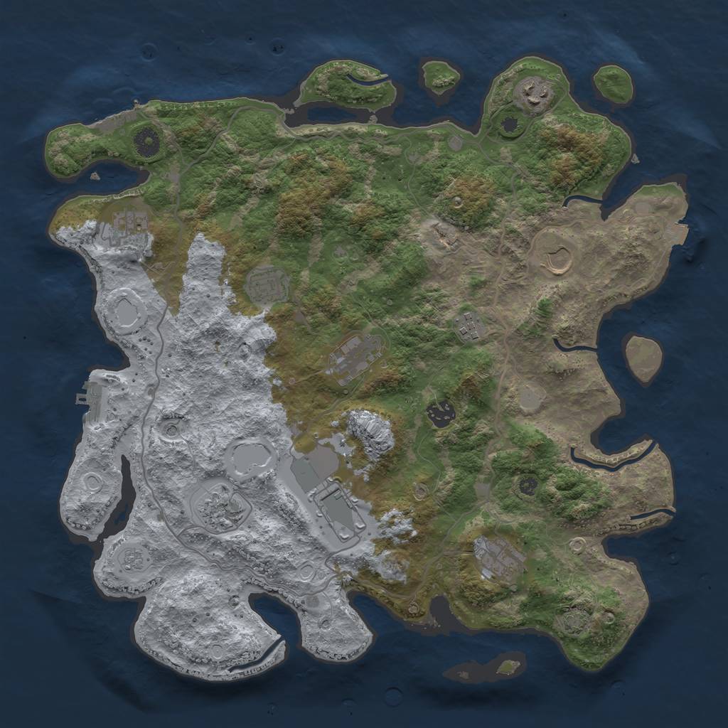 Rust Map: Procedural Map, Size: 4000, Seed: 788164111, 18 Monuments