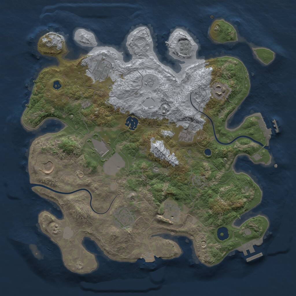 Rust Map: Procedural Map, Size: 3500, Seed: 51069570, 15 Monuments