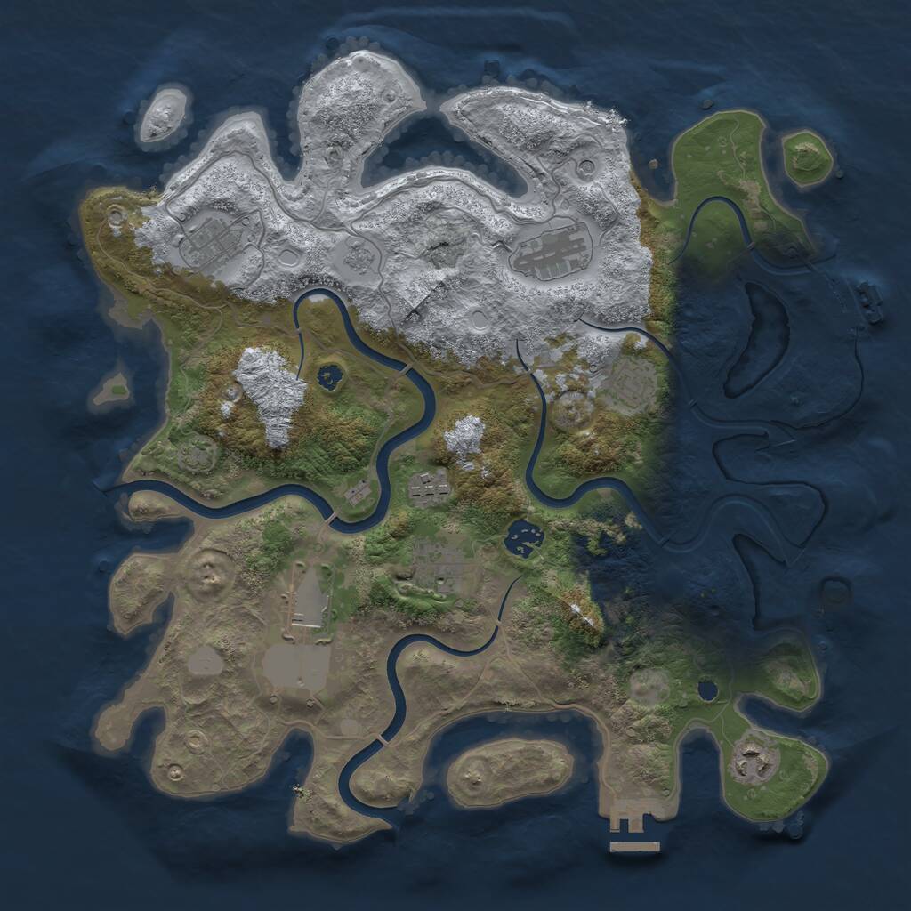 Rust Map: Procedural Map, Size: 3700, Seed: 1911239259, 14 Monuments