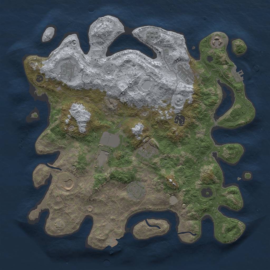 Rust Map: Procedural Map, Size: 3700, Seed: 1911239259, 16 Monuments