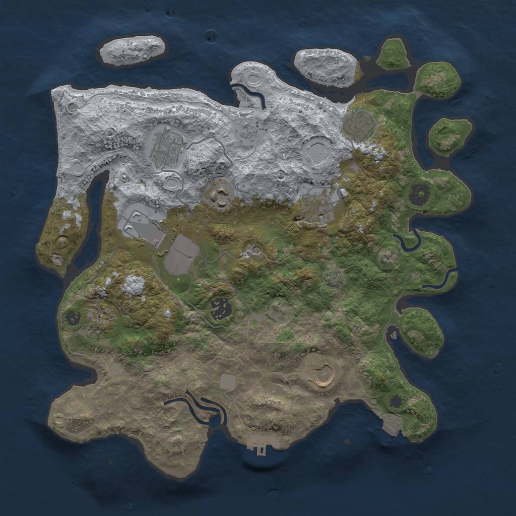 Rust Map: Procedural Map, Size: 3500, Seed: 767432853, 15 Monuments