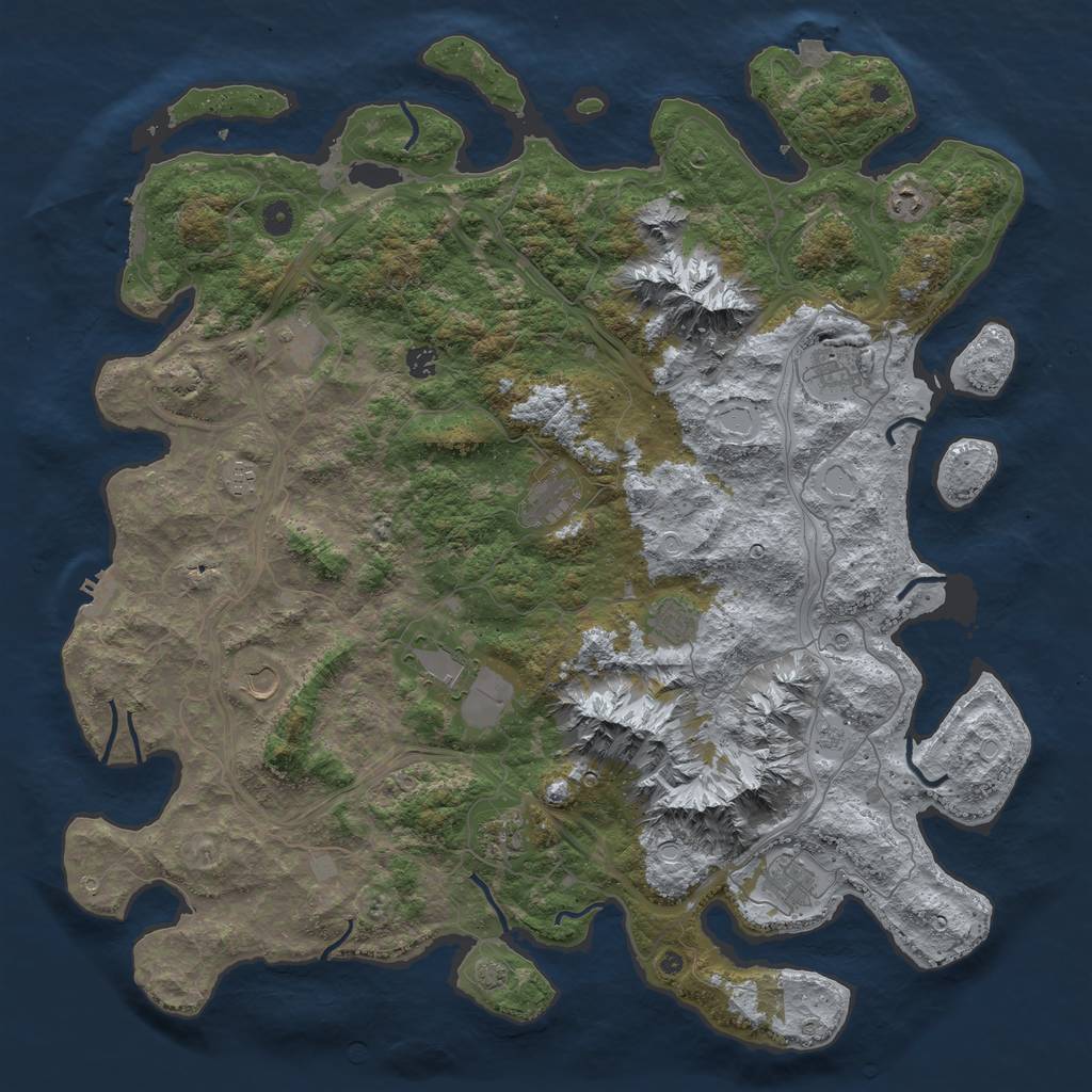 Rust Map: Procedural Map, Size: 5000, Seed: 3252665, 19 Monuments