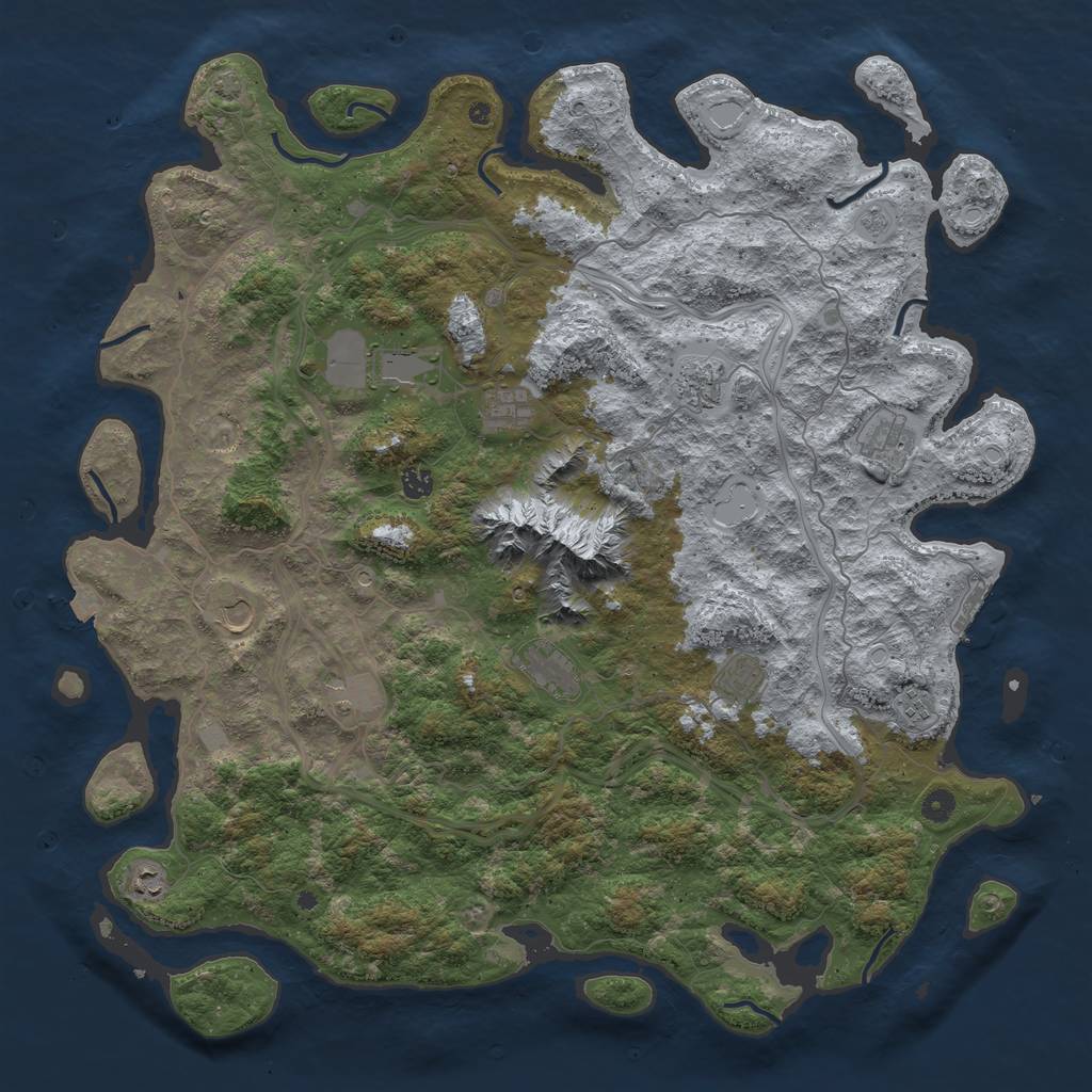 Rust Map: Procedural Map, Size: 5000, Seed: 93475736, 18 Monuments