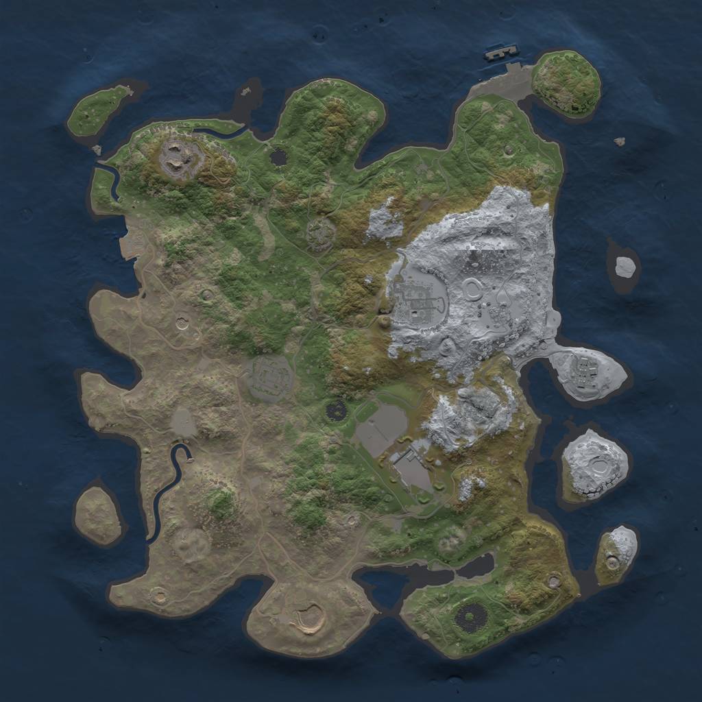 Rust Map: Procedural Map, Size: 3500, Seed: 741909915, 13 Monuments