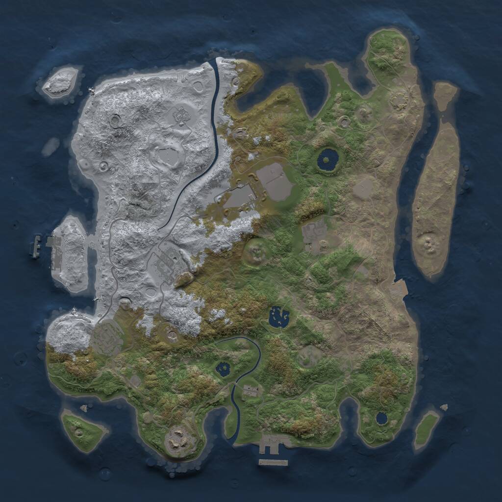 Rust Map: Procedural Map, Size: 3500, Seed: 626934708, 12 Monuments