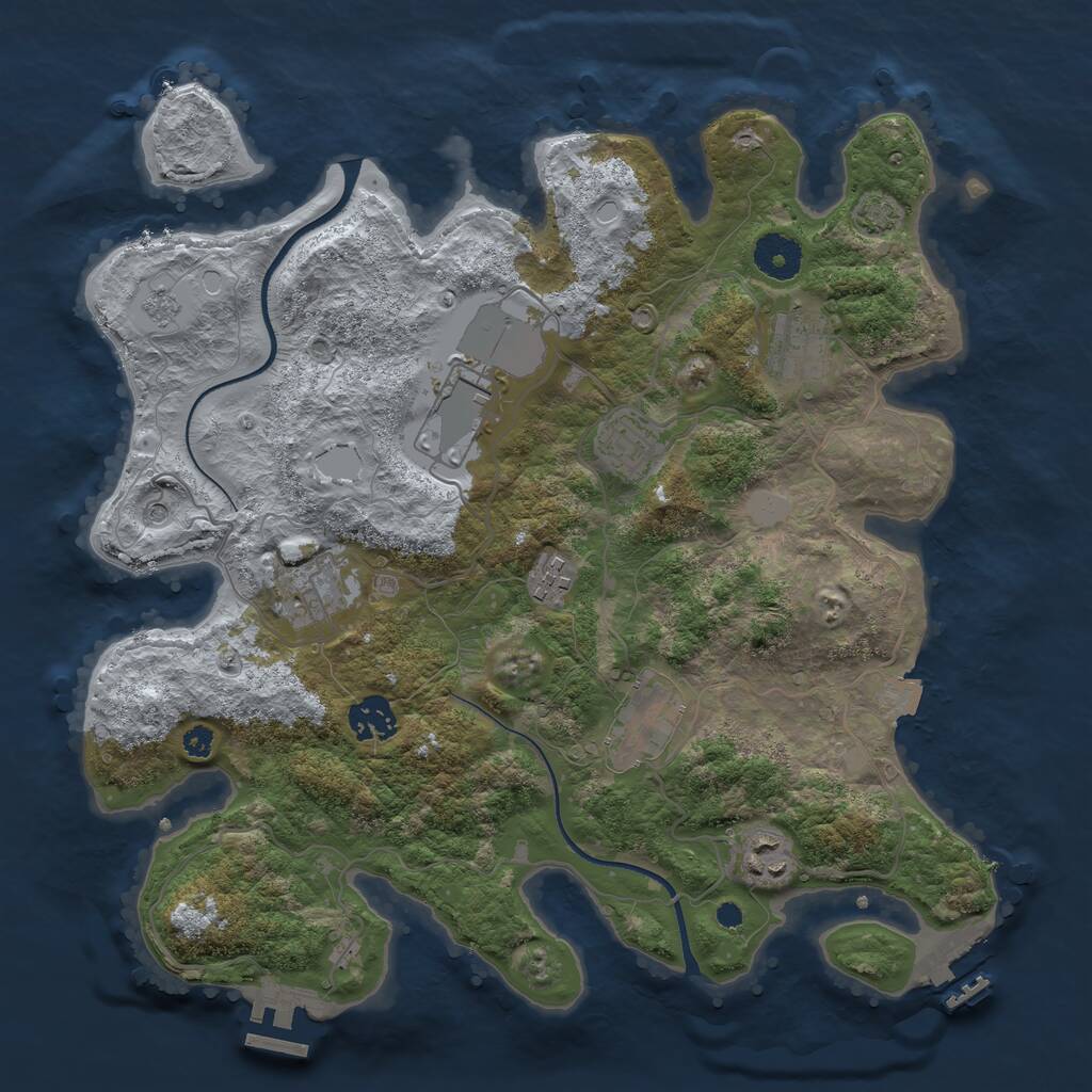 Rust Map: Procedural Map, Size: 3500, Seed: 19861, 14 Monuments