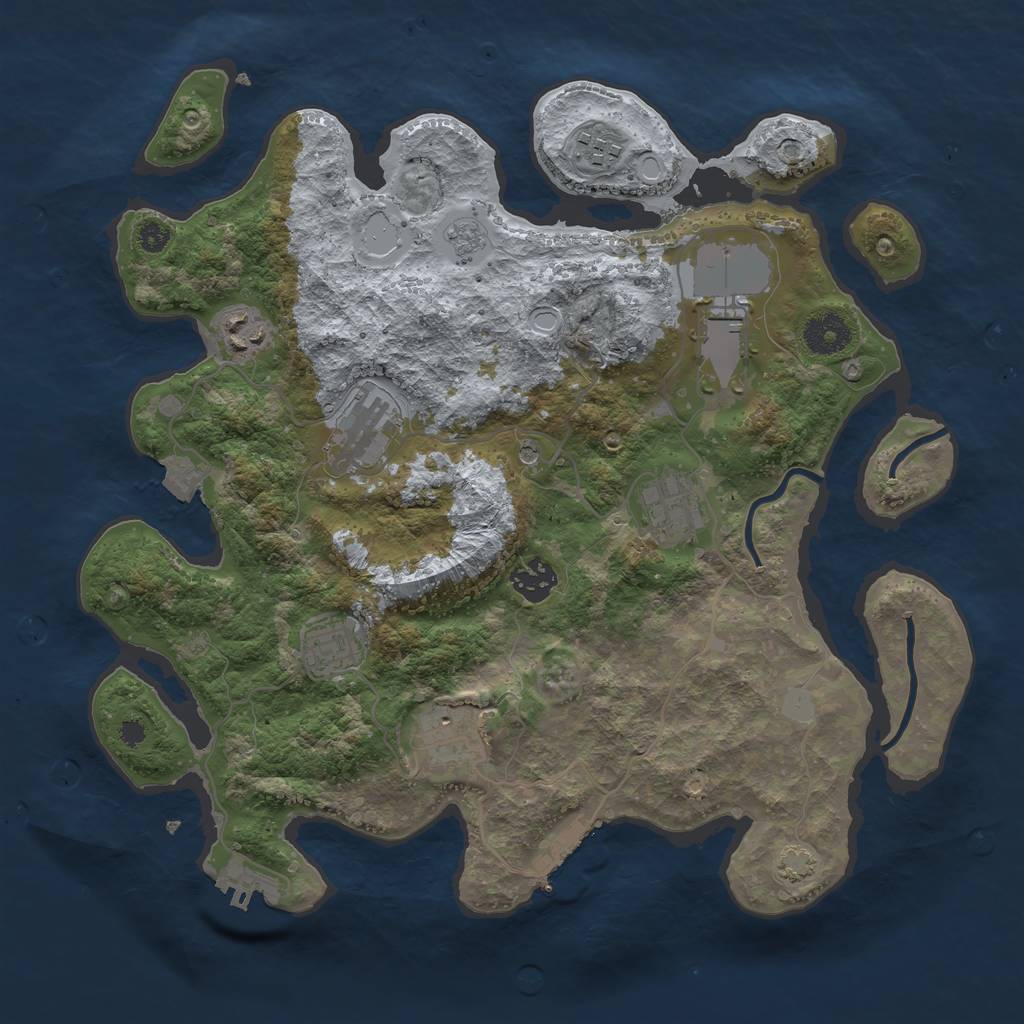 Rust Map: Procedural Map, Size: 3500, Seed: 404829528, 16 Monuments