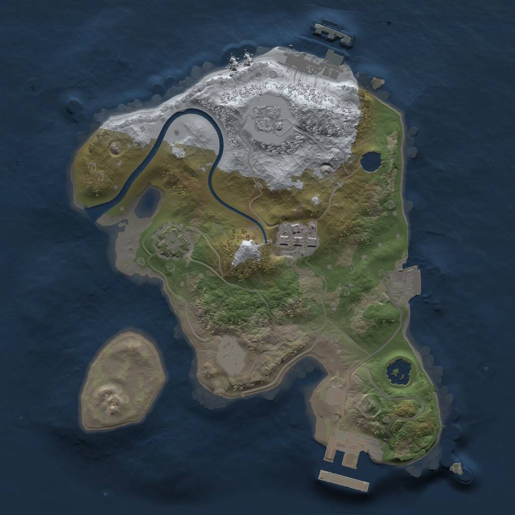 Rust Map: Procedural Map, Size: 2050, Seed: 554453332, 6 Monuments