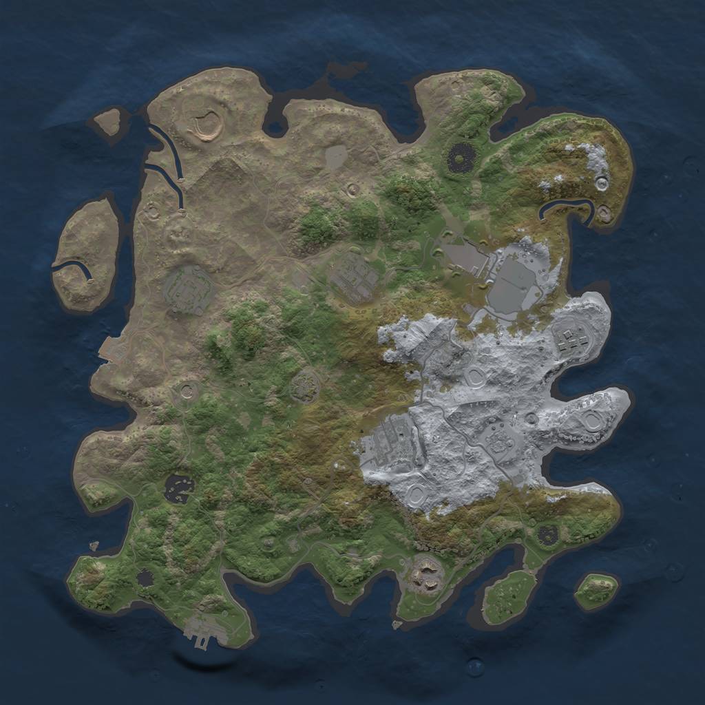Rust Map: Procedural Map, Size: 3500, Seed: 303456, 15 Monuments