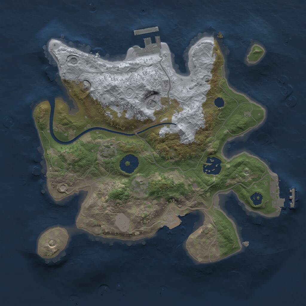 Rust Map: Procedural Map, Size: 2500, Seed: 1989887916, 6 Monuments