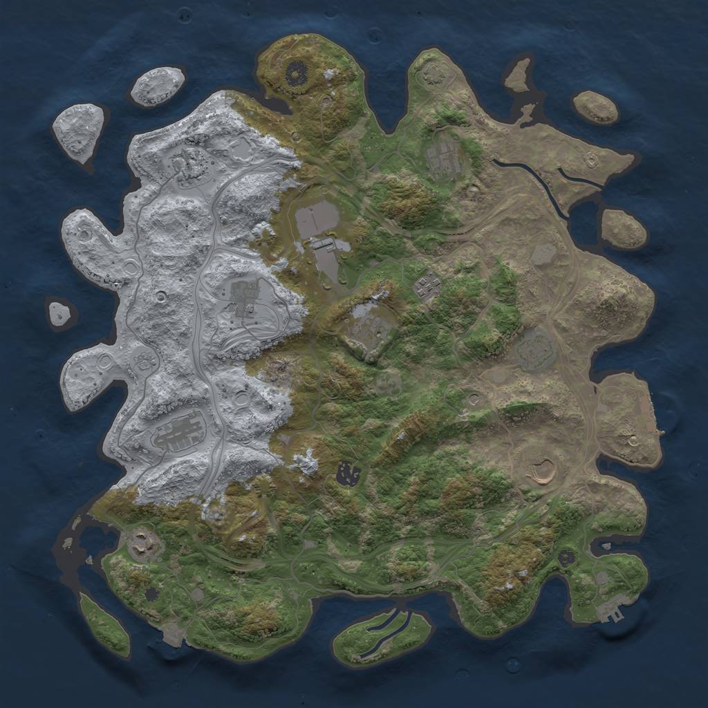 Rust Map: Procedural Map, Size: 4250, Seed: 91949584, 19 Monuments
