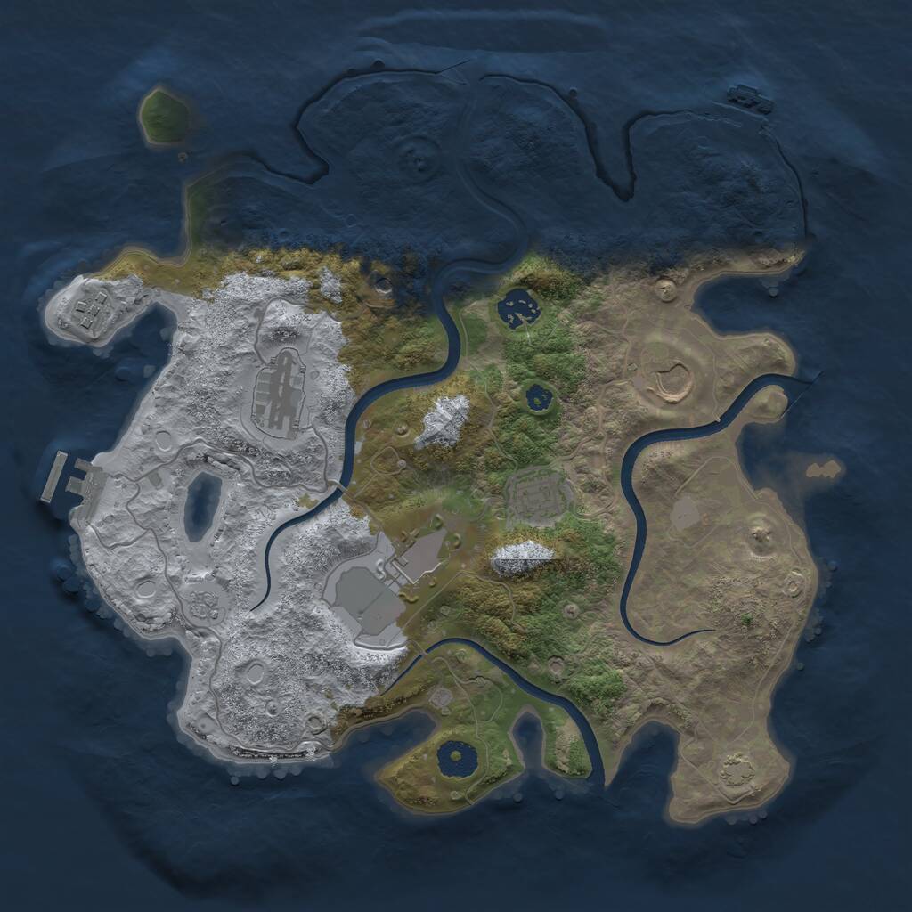 Rust Map: Procedural Map, Size: 3500, Seed: 19024489, 12 Monuments