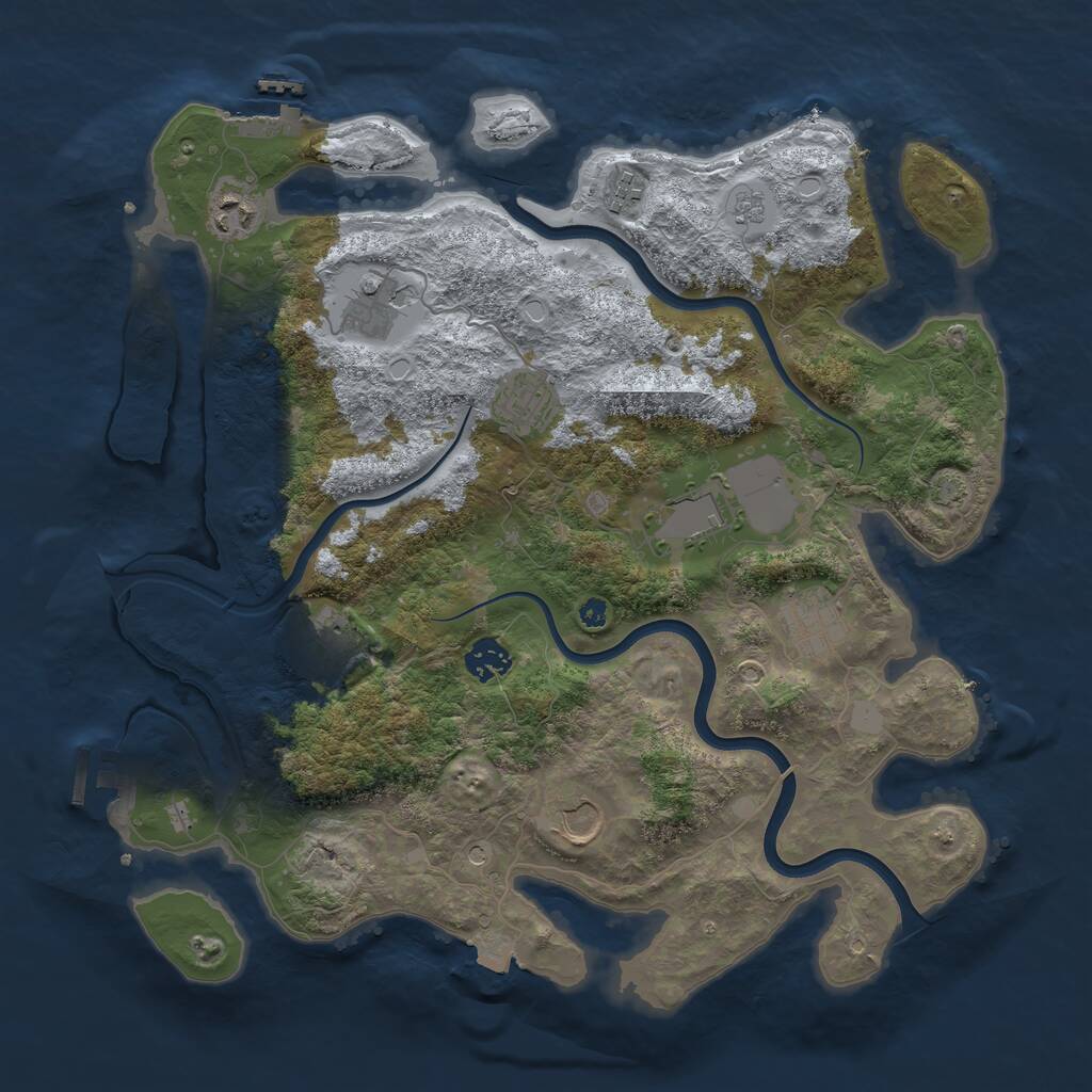 Rust Map: Procedural Map, Size: 3800, Seed: 83180284, 15 Monuments