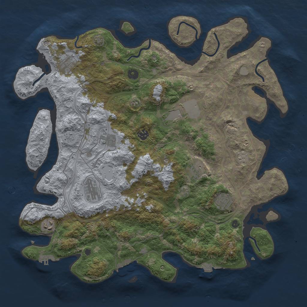 Rust Map: Procedural Map, Size: 4250, Seed: 74968911, 17 Monuments