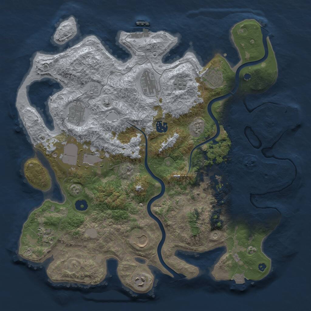 Rust Map: Procedural Map, Size: 3850, Seed: 21057490, 16 Monuments