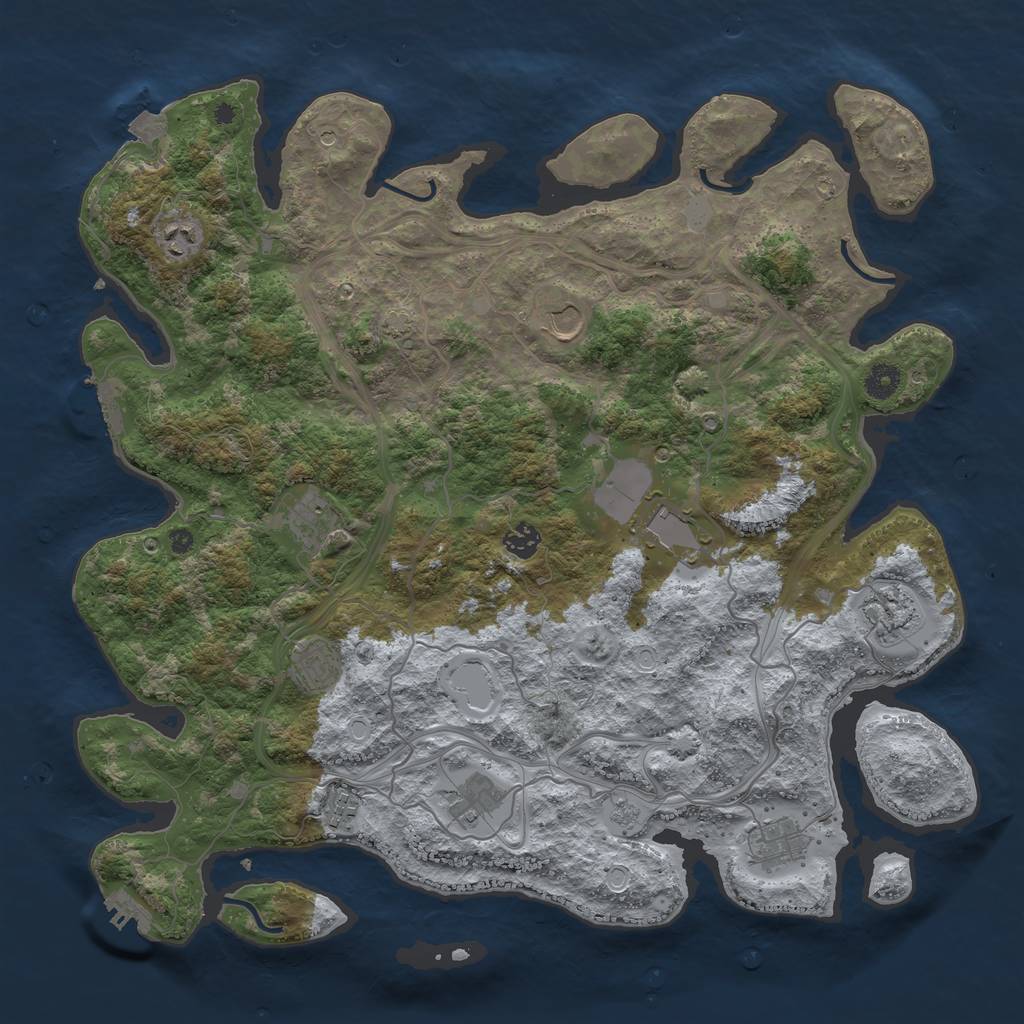 Rust Map: Procedural Map, Size: 4300, Seed: 457086880, 18 Monuments