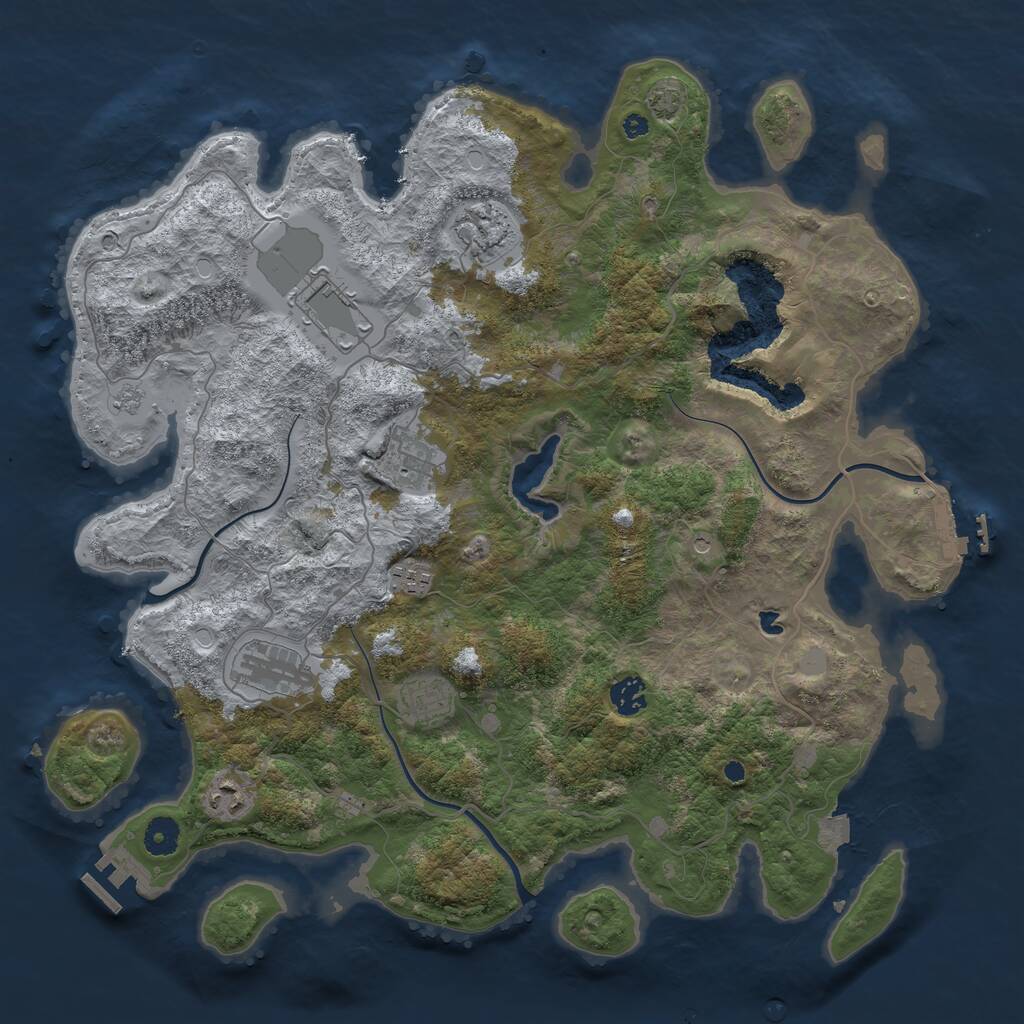Rust Map: Procedural Map, Size: 4100, Seed: 95850608, 14 Monuments