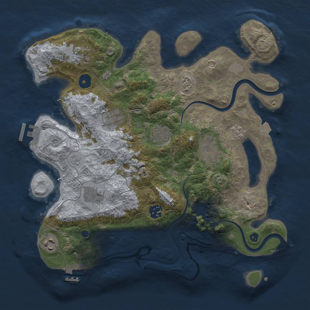 Rust Map: Procedural Map, Size: 3450, Seed: 74773224, 14 Monuments