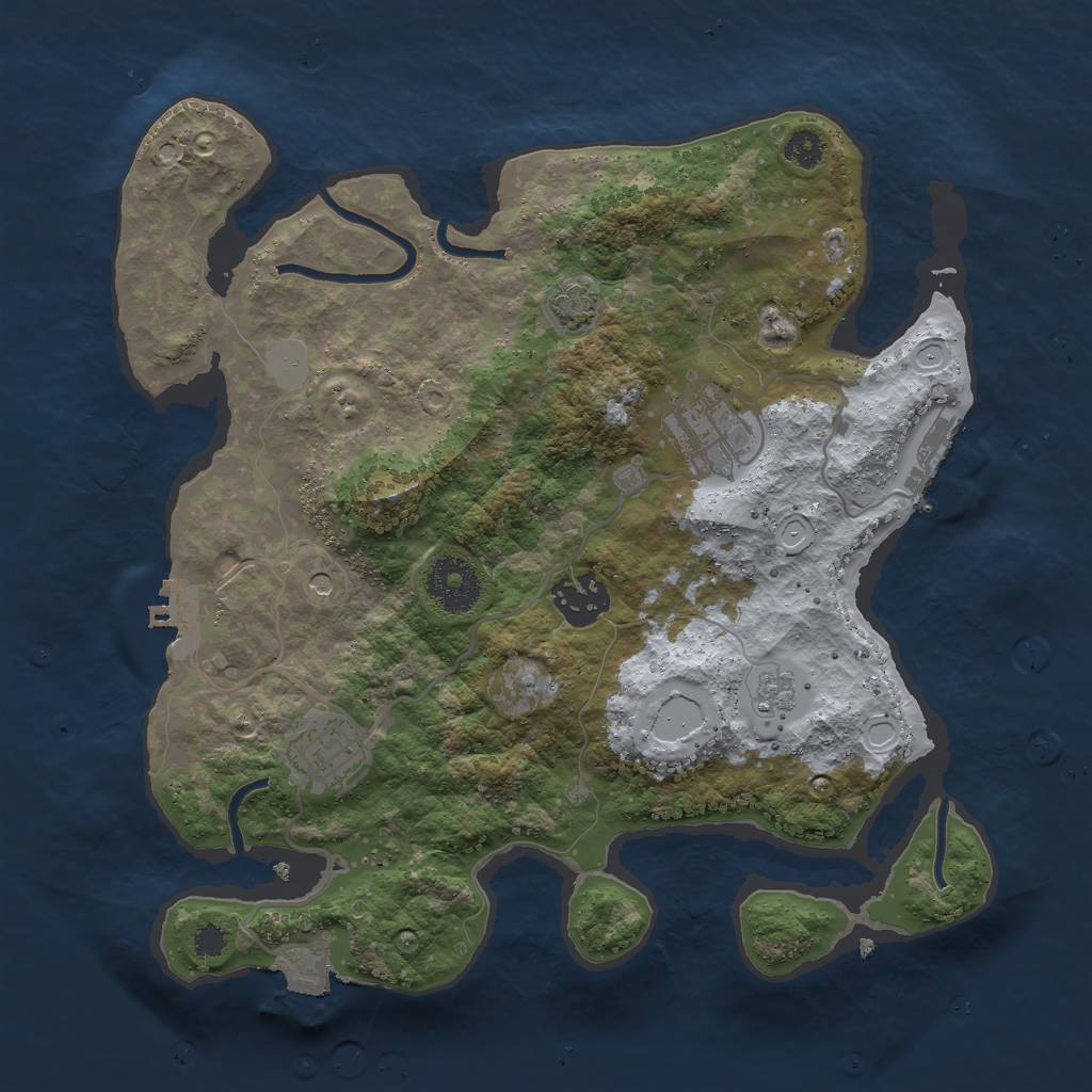 Rust Map: Procedural Map, Size: 3000, Seed: 88980669, 11 Monuments