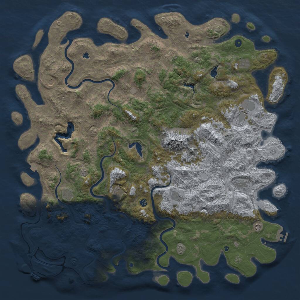 Rust Map: Procedural Map, Size: 6000, Seed: 25254, 17 Monuments
