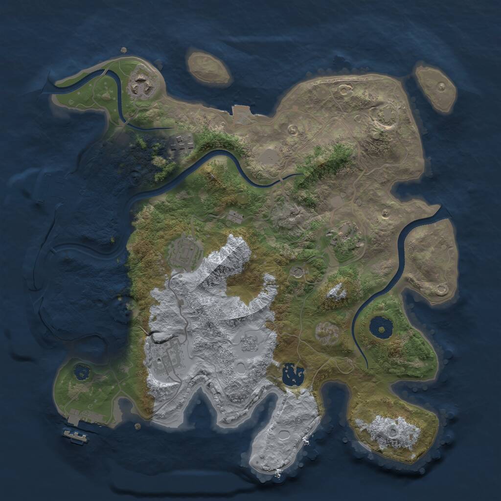 Rust Map: Procedural Map, Size: 3250, Seed: 466509134, 12 Monuments