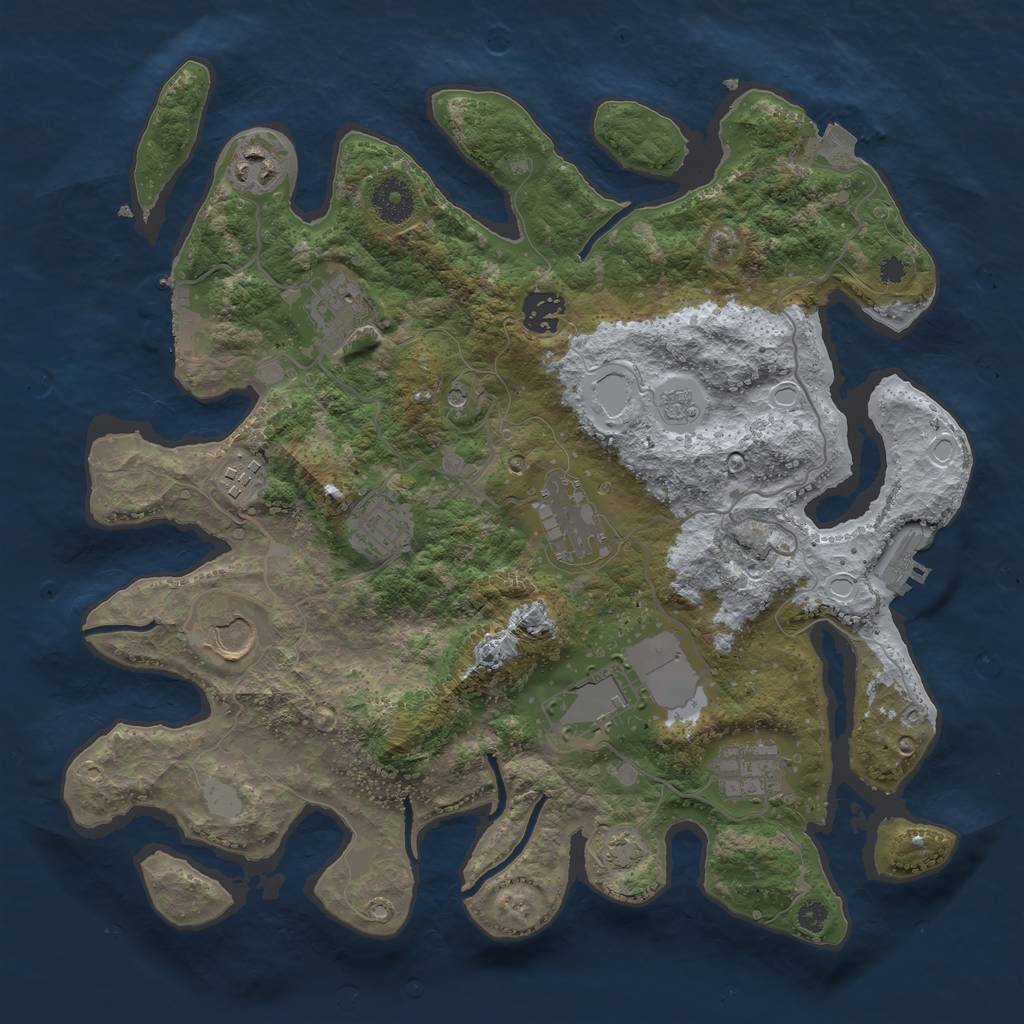 Rust Map: Procedural Map, Size: 3550, Seed: 68986175, 17 Monuments