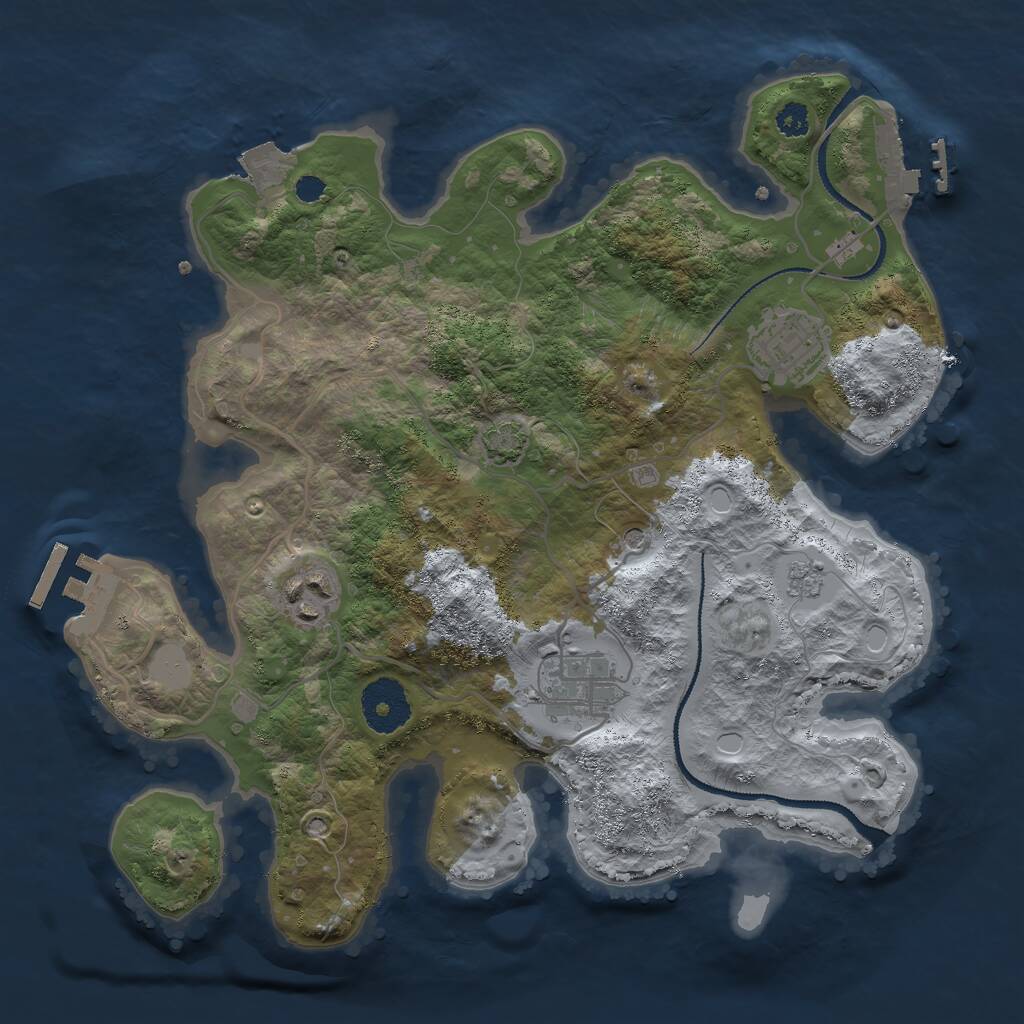 Rust Map: Procedural Map, Size: 3000, Seed: 78862, 9 Monuments