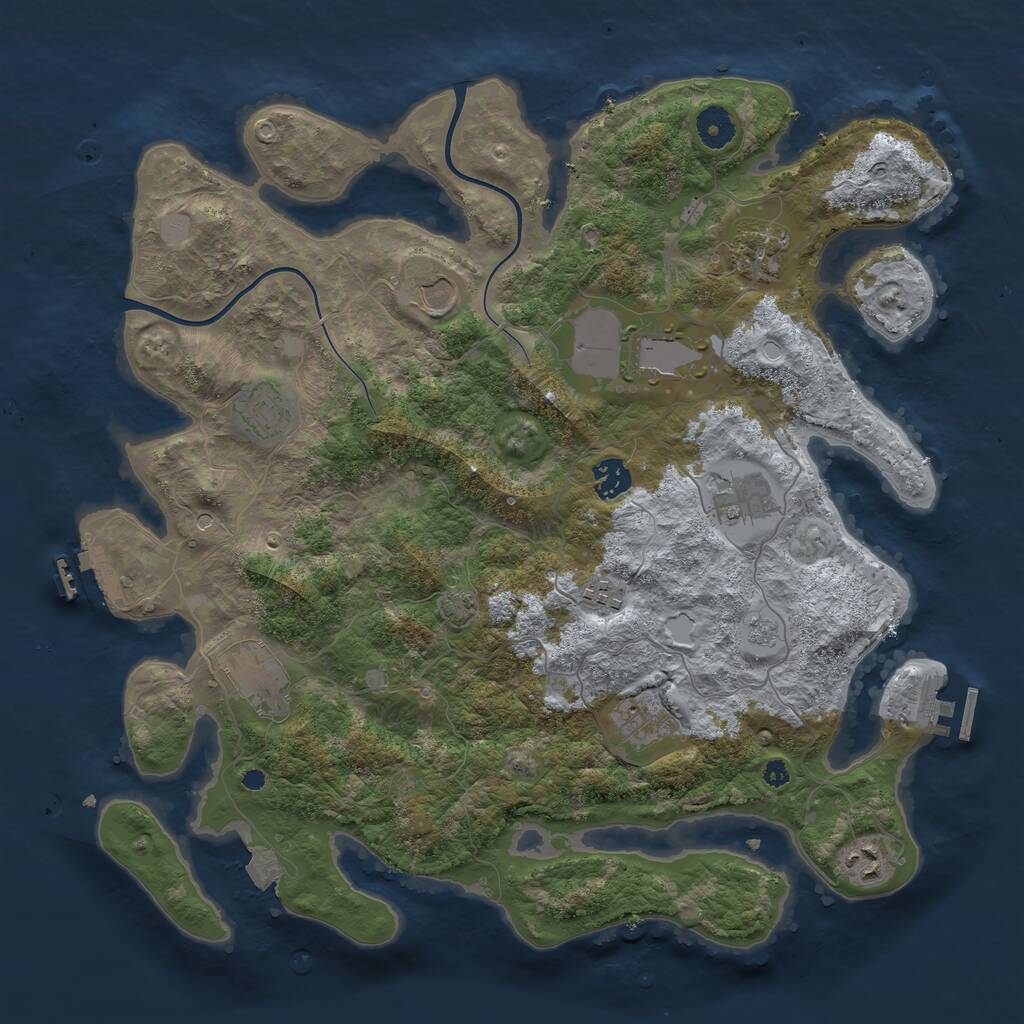 Rust Map: Procedural Map, Size: 3900, Seed: 22332102, 16 Monuments