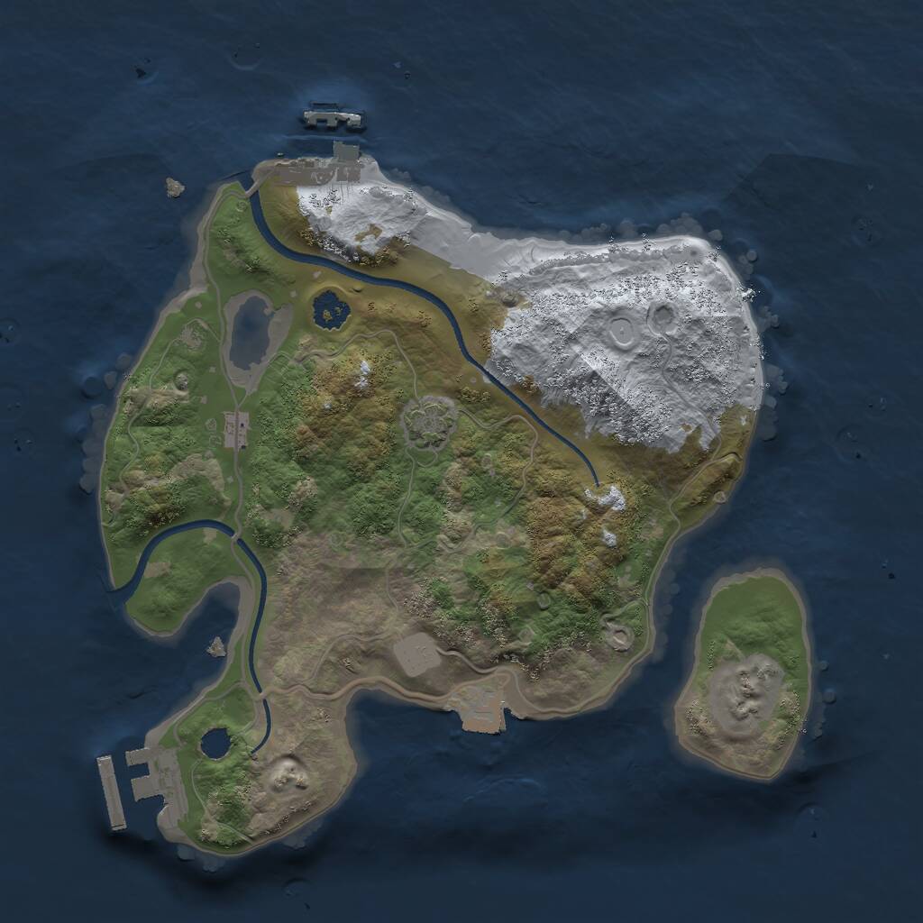 Rust Map: Procedural Map, Size: 2500, Seed: 1930263544, 4 Monuments