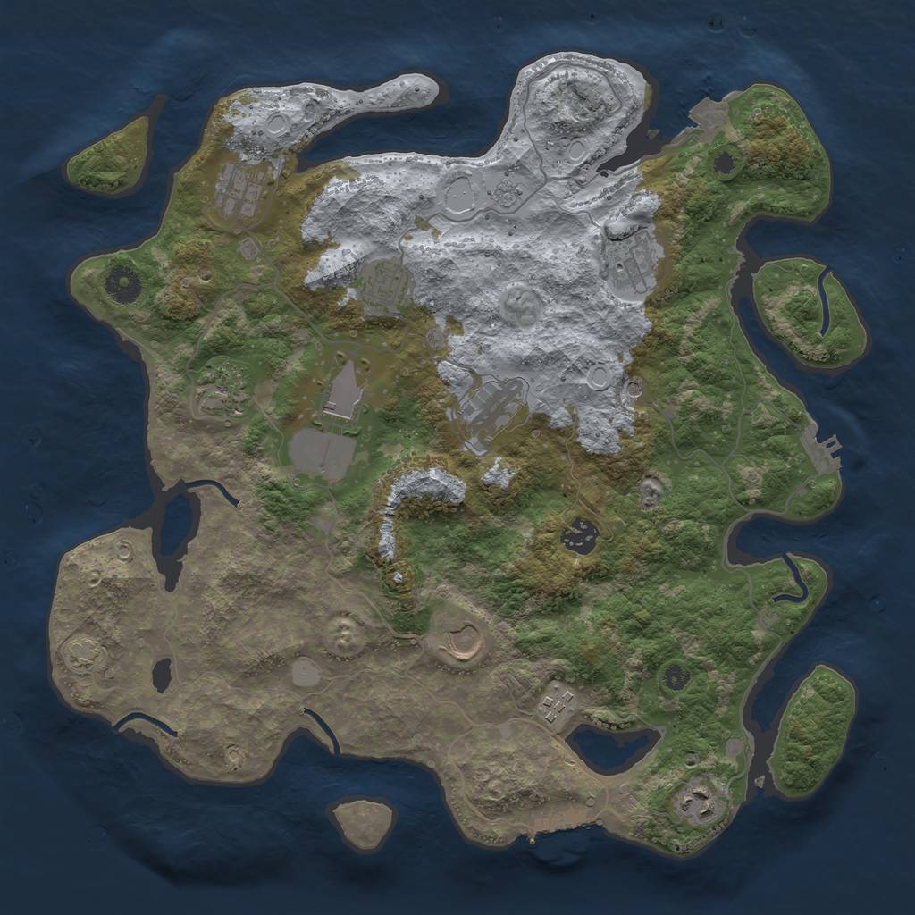 Rust Map: Procedural Map, Size: 3800, Seed: 1155599, 18 Monuments