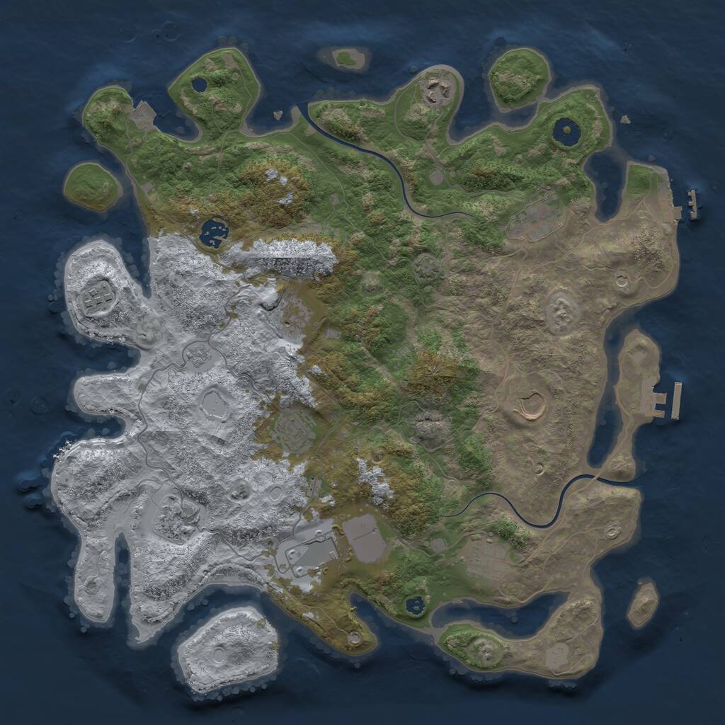 Rust Map: Procedural Map, Size: 3950, Seed: 2176403, 16 Monuments