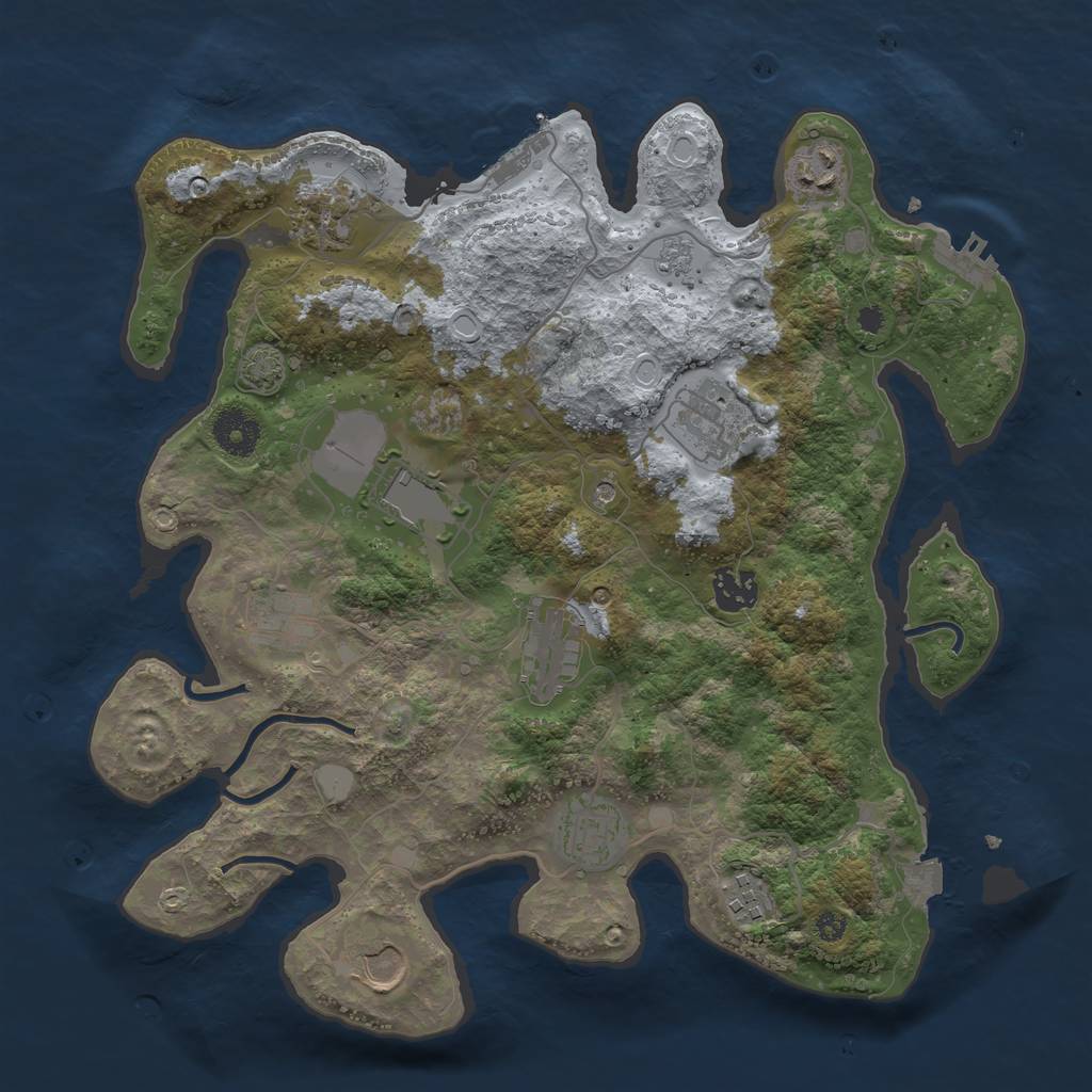 Rust Map: Procedural Map, Size: 3500, Seed: 1338964471, 18 Monuments