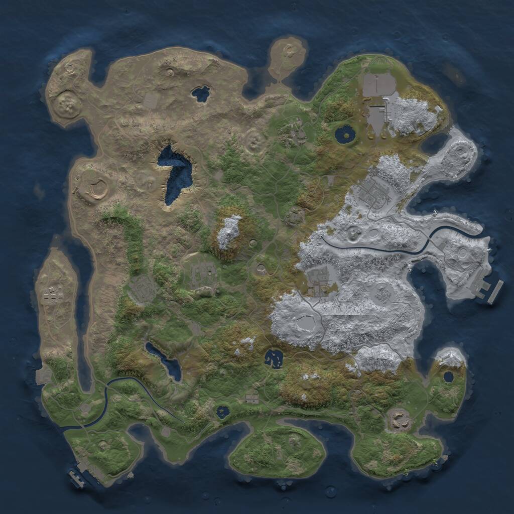 Rust Map: Procedural Map, Size: 4000, Seed: 1896780005, 16 Monuments