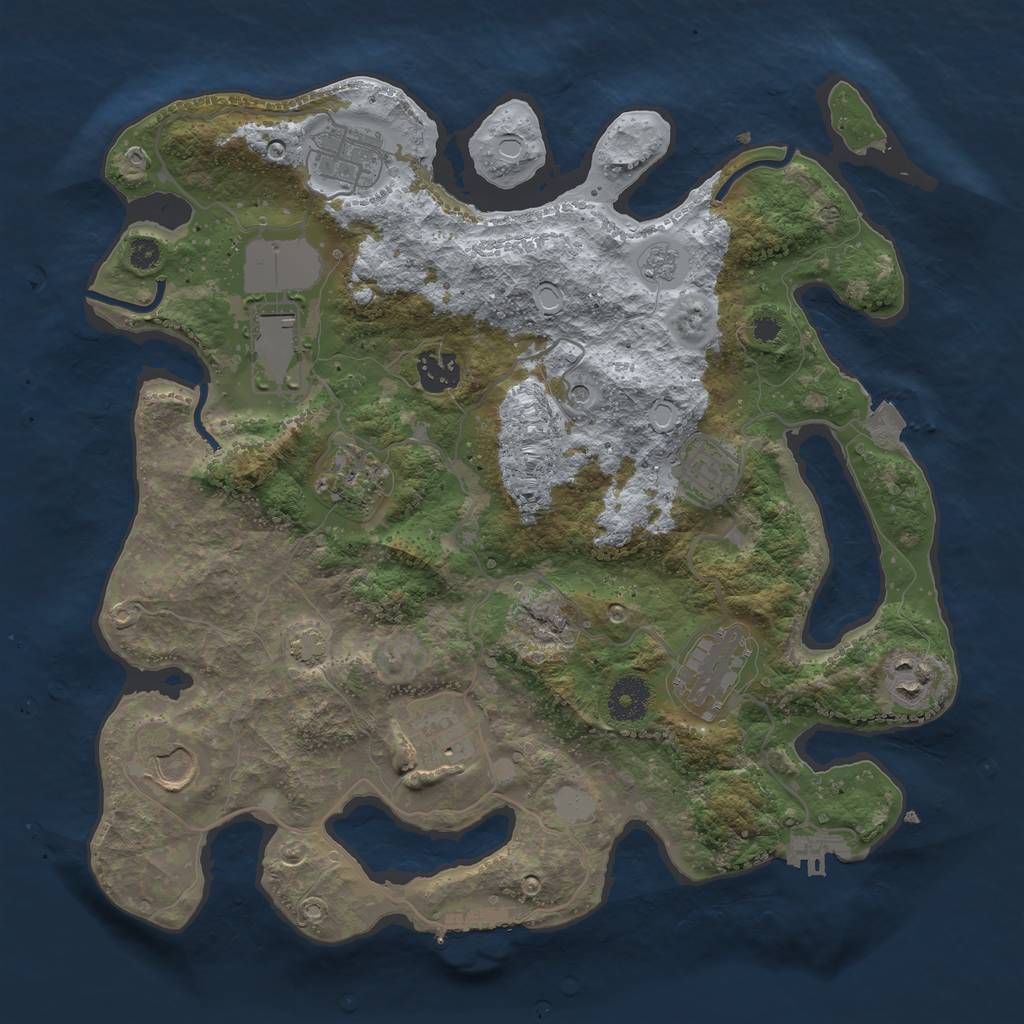 Rust Map: Procedural Map, Size: 3500, Seed: 4747, 17 Monuments