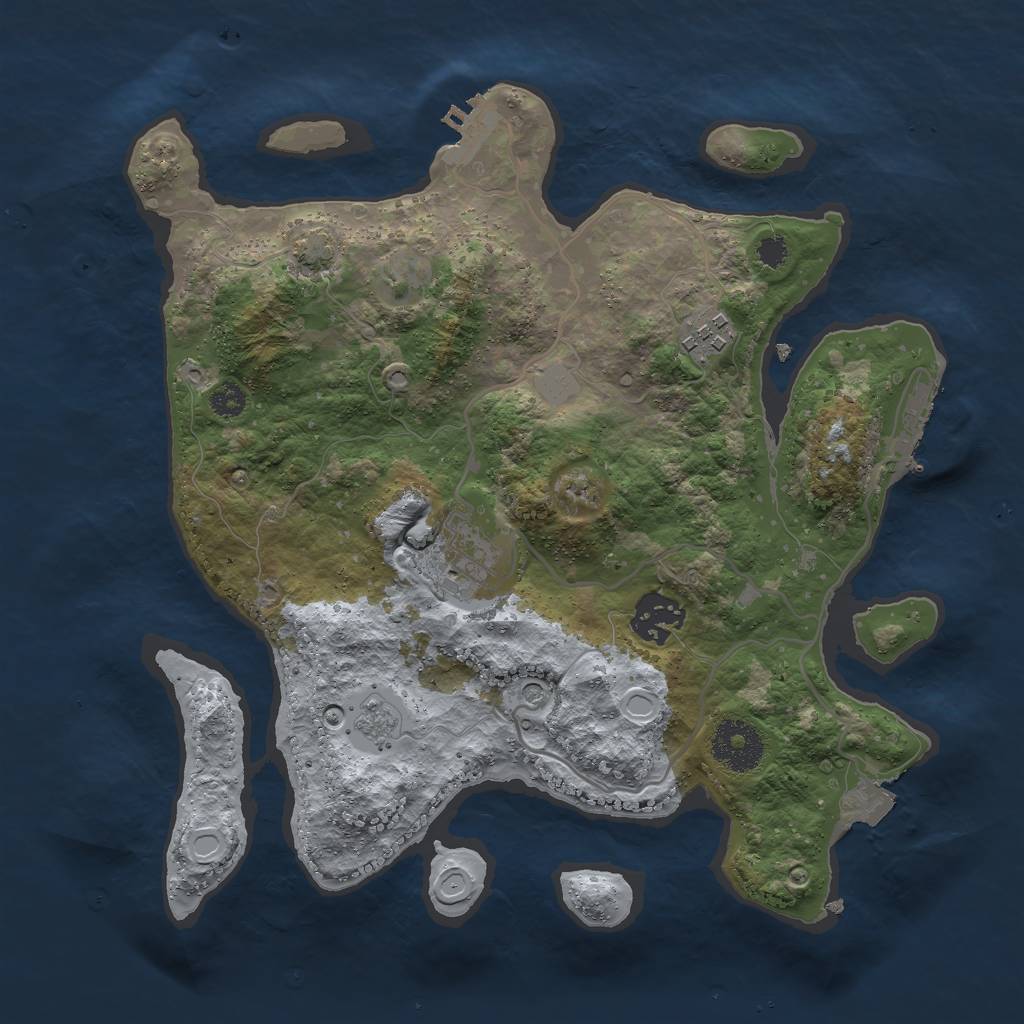 Rust Map: Procedural Map, Size: 3000, Seed: 1892598361, 11 Monuments